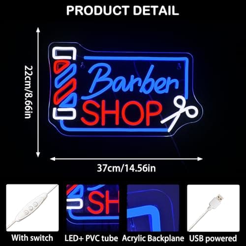 Looklight Barber Shop Neon Sign Barber Pole Led Signs for Wall Decor Salon Station Neon Light Sign for Pole Hair Salon Accessories Business Store Supplies - Thumbnail 6