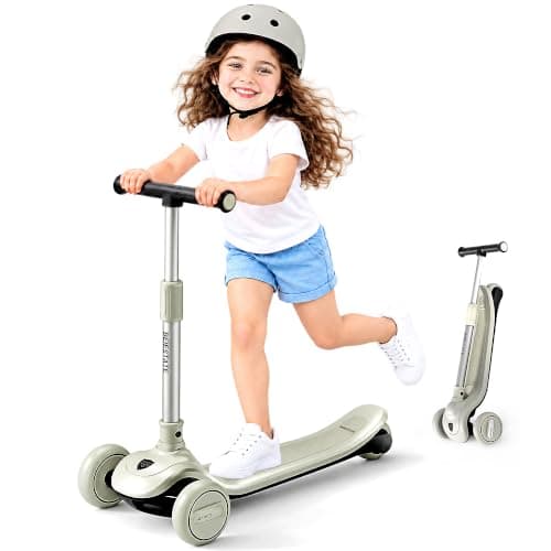 BEIESTATE 3 Wheel Scooter for Kids Ages 3-18, Up to 220 Lbs, Kids Scooter with Adjustable Lean-To-Steer Switch, Foldable, Lightweight, Wide Anti-Slip Deck, Adjustable Height Handlebar, Light-Up Wheels