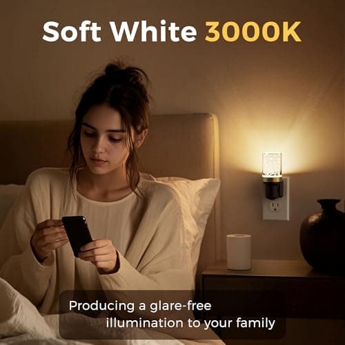L LOHAS LED Night Light, Dimmable Bubble Night Lights Plug into Wall, 2 Pack Automatic Night Lights Plug in with Auto Light Sensor, Adjustable Brightness 3000K LED Night Light, for Bedroom Hallway Hom - Thumbnail 6