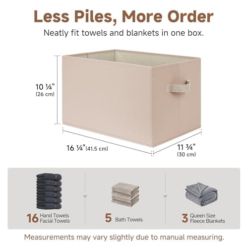 StorageWorks Storage Baskets for Shelves, Closet Organization and Storage Bins, Fabric Organizer Baskets for Clothes, Light Brown, 3-Pack, Extra Large - Thumbnail 3