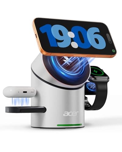 Acer Prime 3 in 1 Charging Station for Apple - Magnetic iPhone Wireless Charging Station, Magsafe Charger Stand for iPhone 17 16 15 14 13 12 - Apple Watch - Airpods Series (Charger & USB-C Included) - Image 1