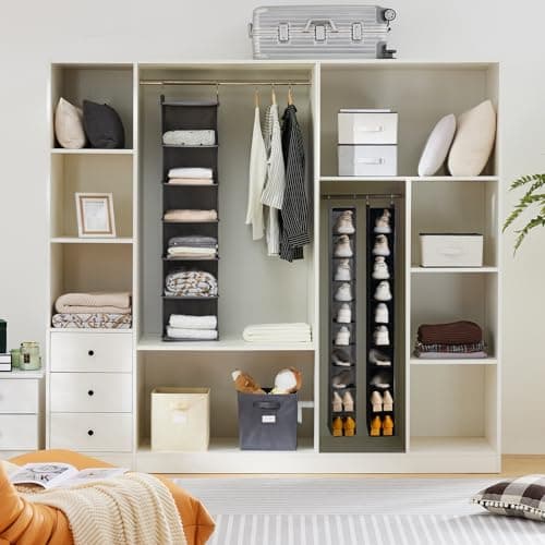 YOUDENOVA Hanging Shoe Organizer, 10-Shelf Closet Shoe Organizers for Closet, Hanging Shoe Storage, Grey, 2 Packs - Thumbnail 6
