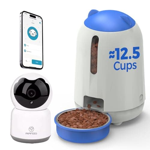 PAPIFEED Automatic Cat Feeder with Camera, App-Controlled WiFi Auto Food Dispenser, Dual Power Backup, Slow Feeding Mode, 3L Moisture-Proof Feeder for Cats & Small Dogs (Blue) - Image 1