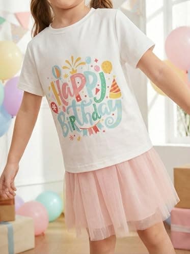 Birthday Girl Shirt for Girls Cute Graphic Tee Short Sleeve Casual Top for Kids Age 5-14 Birthday Party Outfit - Thumbnail 4