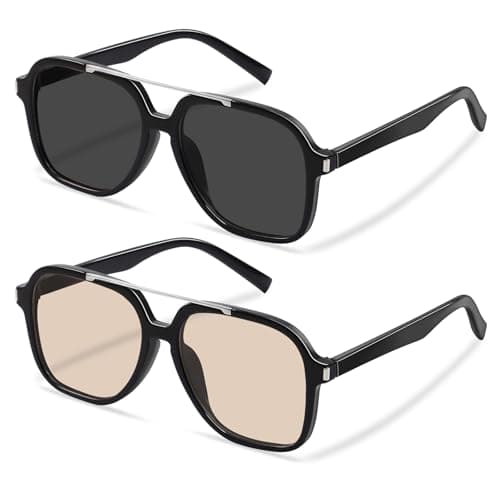 YDAOWKN Rerto Aviator Sunglasses for Women Men Trendy Square Top Bar Sun Glasses 70s Style Women's Sunglasses - Image 1