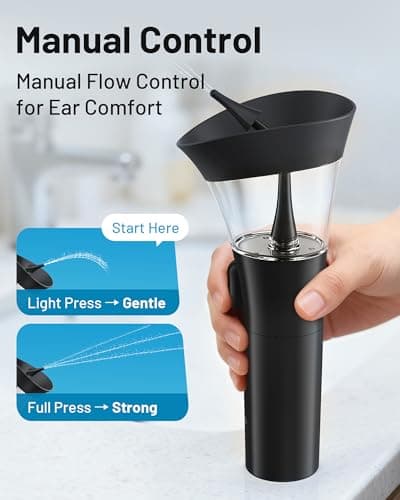 Yumika Ear Wax Removal Kit – Manual Ear Cleaner with Powerful Water Flow for Deep Clean & Soft Silicone Tip, Black - Thumbnail 4