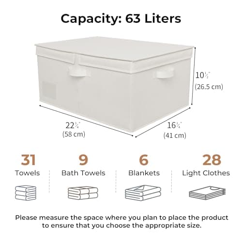 GRANNY SAYS Large Storage Bins with Lids, Decorative Storage Boxes with Double-Lids, Extra Large 63L Closet Organizer for Clothes, Toy Storage Chest, Ivory, 1-Pack - Thumbnail 5