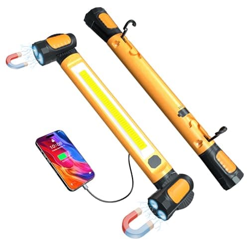 Work Light for Mechanic,3200LM LED Work Lights,5400mAh Rechargeable Magnetic Light bar,Portable Automotive Tools Underhood Light with Hooks for Car Garage Workshop Emergency,Gifts for Him, Yellow - Image 1