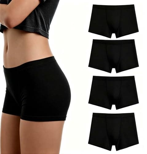 Nexgenz Cotton Boyshorts Underwear for Women, 2-Inch Leg Boxer Briefs, Anti Chafing Soft Stretchy Full Coverage No Wedgies 4 Pack Black - Image 1