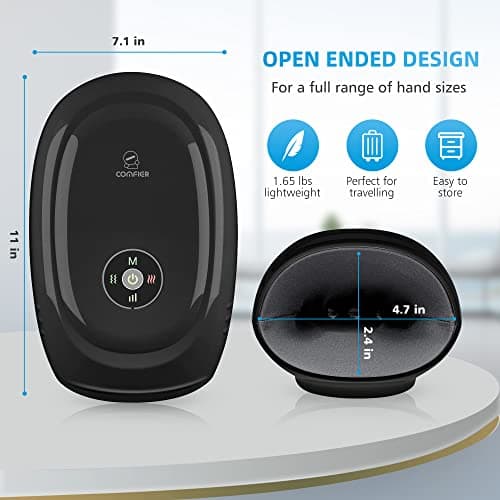 COMFIER Hand Massager with Heat and Compression, Cordless Hand Massager for Arthritis and Carpal Tunnel, Wrist, Finger Massage for Mom, Dads, Women and Men (Black) - Thumbnail 6