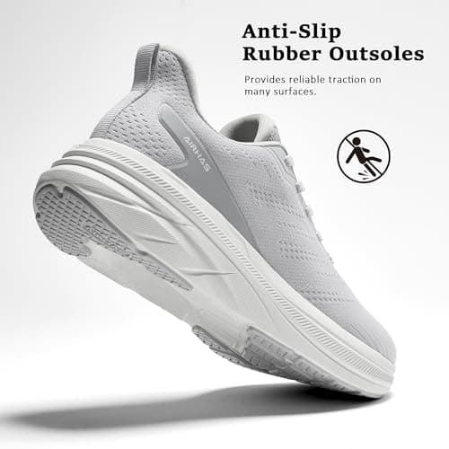 Womens Easy On Walking Shoes Lace Up Comfortable Tennis Shoes with Roomy Toe Box for Women Breathable Running Sneakers (Light Grey, 10.0) - Thumbnail 4