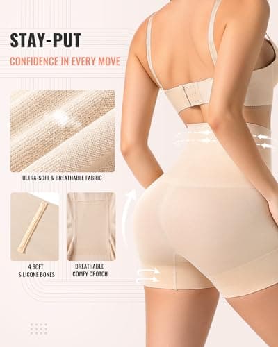 ForeverShaper Shapewear for Women Tummy Control Shorts High Waist Body Shaper Thigh Slimmer Butt Lifting Stomach Shapewear Shorts Under Dress Girdle - Thumbnail 3