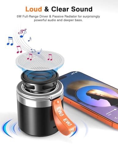 EWA Wireless Bluetooth Speaker with Secure Magnetic Phone Stand, HD Surround Sound & Anti-Slip Base | Hands-Free Magnetic Holder for Desk, Kitchen, Home Workout - Gift Ideal for Men Women (Black) - Thumbnail 2