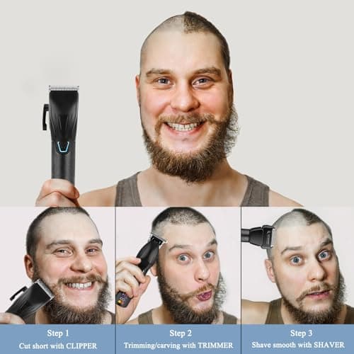 SUNNOW Professional Hair Clippers & Hair Trimmer & Foil Shaver Kit for Men, Beard Trimmer Clippers and Trimmers Set, Cordless Mens Hair Clippers for Hair Cutting, Grooming, Face, Family, Barber - Thumbnail 5