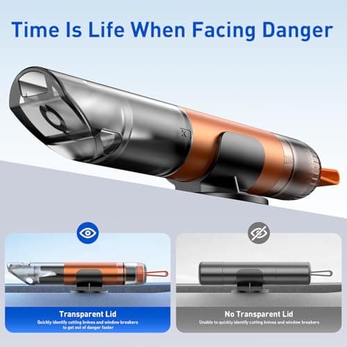 3 in 1 Car Safety Hammer Seatbelt Cutter and Survival Whistle, Safe Transparent Lid Window Breaker Seatbelt Cutter Underwater, 3-Pack Emergency Keychains car Window Breaker Tool,Glass Breaker for Cars - Thumbnail 2