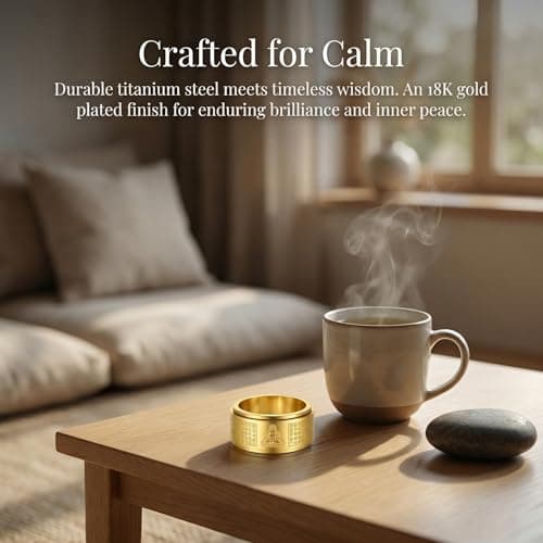 JATHIN Buddhist Inspired Spinner Ring for Men - Coin Fidget Ring Stress Relief Meditation Jewelry, Adjustable Zen Lucky Ring for Anxiety Relief & Mindfulness Practice，Bring wealth (8) - Thumbnail 6