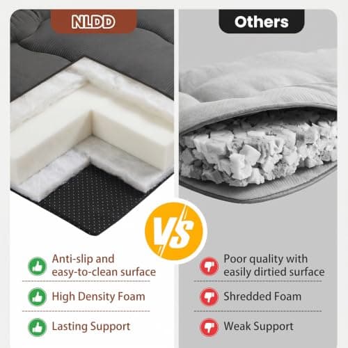 NLDD Futon Mattress Twin Size, 4" Thicken Japanese Futon Mattress Sleeping Pad, Corduroy Foldable Floor Mattress, Roll Up Tatami Mat for Adults Guest Room Bedroom, Grey - Thumbnail 2