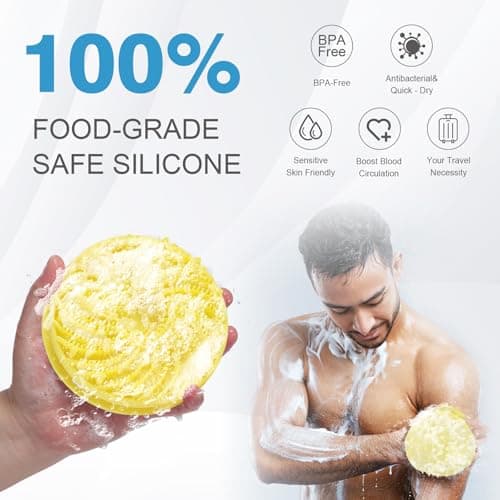 Upgraded Version Silicones Body Scrubber,Double-Sided Design Body Brush Silicone Body Scrubber Exfoliating Body Brushes for Suitable Showering All Skin Types,Environmentally Friendly Silicone loofah - Thumbnail 2