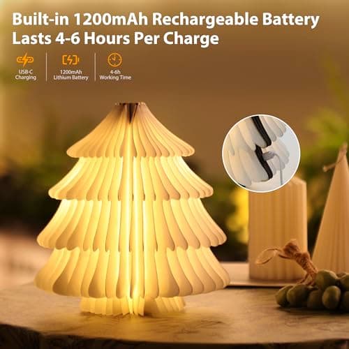 ZBOLE Christmas Tree Lamp,Folding Book lamp,Christmas Decorations with LED Lights,RGB Lighted Tree Lamp for Home Decor,Christmas Gifts(Walnut) - Thumbnail 6