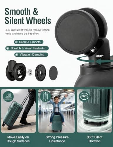 Aivens 20 Inch Carryon Suitcase with Wheels & Cup Holder, Lightweight Hardshell Travel Luggage with TSA Lock, Portable Carry On Luggage for Short Trips (Green) - Thumbnail 4