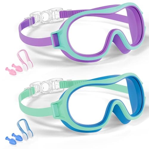 Aegend 2 Pack Swim goggles for Kids 3-15, Anti-Fog Anti-UV Wide Vision Waterproof, No leak Swimming goggles for Boys Girls