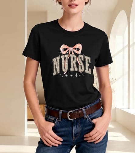 Nurse Shirt for Women - Cute Leopard Bow Nurse Life T-Shirt, Short Sleeve Appreciation Gift for Nurse Week, Nurses Day 2026 - Thumbnail 5