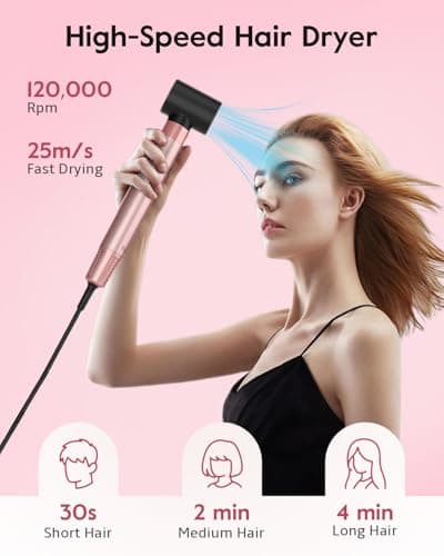 Brightup 5 in 1 Air Styler, 1400W High Speed Hair Dryer Brush, Professional Automatic Hair Curler with Cool Shot Button, 800 Million Ionic, No Heat Damage, with Travel Bag - Thumbnail 3