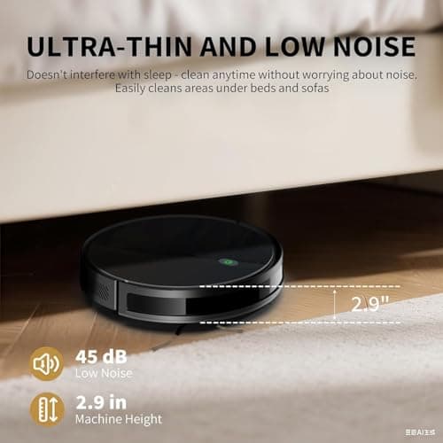 RJHVS Robot Vacuum and Mop Combo, 2 in 1 Robotic Vacuum Cleaner, 3500 Pa Suction, 120 Min Max, Super Thin, Quiet, App & Remote Control, Ideal for Hard Floor, Hair, Pet Fur, Self-Charge - Thumbnail 6