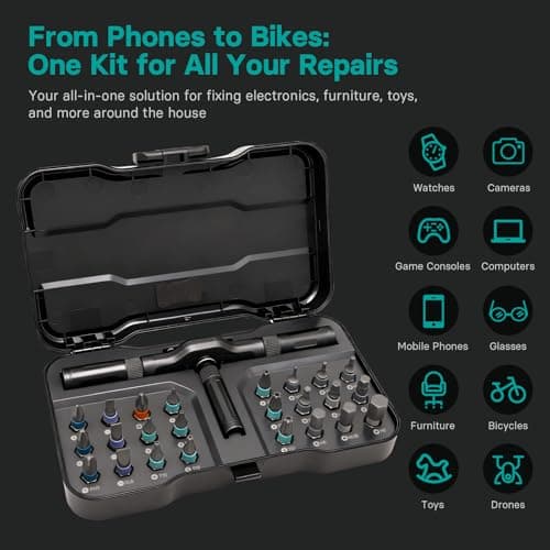 OSTTE 24 in 1 Magnetic Ratchet Screwdriver Set with S2 Steel Bits – Precision Tool Kit for Electronics, Bicycle, Furniture & Home DIY – Includes Ratchet Handle and Storage Case, Gifts for Men - Thumbnail 6