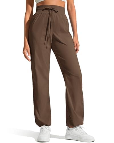 G4Free Women's Workout Joggers with Pockets Drawstring Straight Leg Stretch Active Pants High Waist Casual Trousers Outdoor (Lava Cake,XL,Tall) - Image 1
