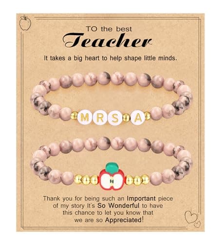 Btysun Teacher Appreciation Gifts for Women, Teacher Gifts from Student Initial Bracelet Womens Bracelets Mrs A Thank You for Helping Me Grow Gift - Image 1