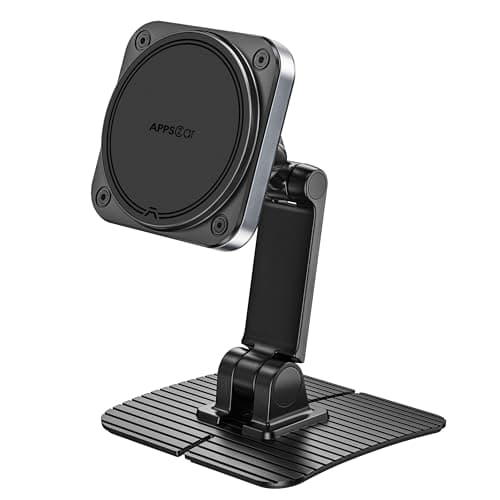 APPS2Car for Magsafe Car Mount, Magnetic Phone Holder for Car, 360° Adjustable Cell Phone Mount with Large Adhesive Base, Fits Flat & Curved Dashboards, Compatible with iPhone, Samsung, Smartphones - Image 1
