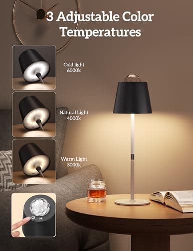 Joyzy Table Lamp with Projector Lighting, Wireless Wine Bottle Lamps Rechargeable Wine Bottle Lights Water Wave Ripple Projection Liquor Bottle Room Decoration Light Ambient for Bar Restaurants - Thumbnail 3