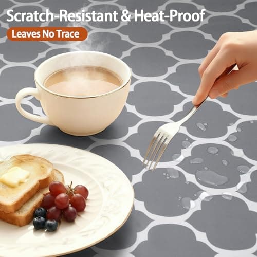 opstellen Fitted Round Tablecloth Non Slip Table Cloth Vinyl Inside Outside Circle Cover for 36-44" Tables Dining Kitchen Family Festival Kit Gifts Summer Fall Patio Picnic Glamping Vacation Equipment - Thumbnail 5