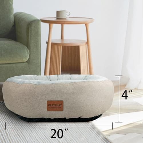 CLAYCLAY Cozy Round Cat Bed – Soft, Comfortable Cushion for Cats & Kittens – Non-Slip, Machine Washable, Plush Sleep Bed for Cats, Ideal for Resting & Napping up to 20lbs - Thumbnail 5