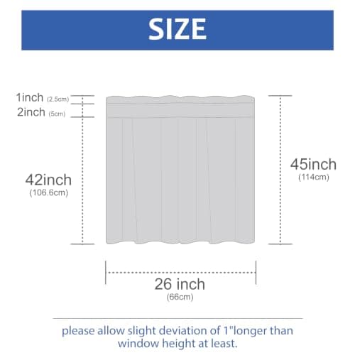 Home Queen Farmhouse Kitchen Curtains 45 Inch Length for Small Bedroom Light Filtering Tassel Linen Cafe Tiers Boho Casual Semi Sheer Short Half Window Drapes for Bathroom 26W x 45L, Blue Gray - Thumbnail 2