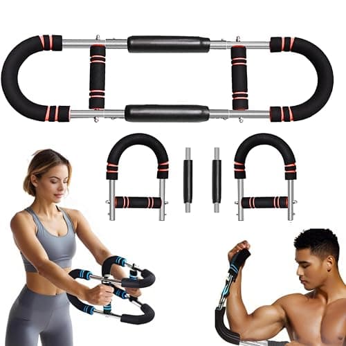 Arm Trainer for Men 5-Level Adjustable Resistance (45-110 lbs) Twister Chest Workout Equipment for Women Exerciser Bar Biceps Triceps Forearm Abdominal Thigh Back Muscle Exerciser (Red) - Image 1