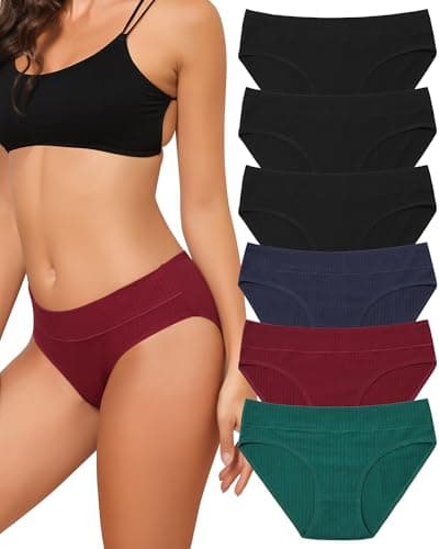 Oegho 6 Pack Cotton Hipster Underwear For Women Plus Size Soft Strench Breathable S-XXL - Image 1