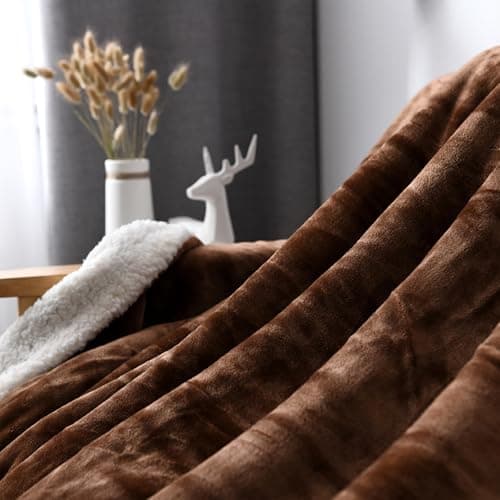 Sherpa Fleece Throw Blanket for Couch - Super Soft Cozy Fuzzy Plush Blankets for Winter, Reversible Thick Warm Blanket for Bed, Sofa, Living Room，Curry, 60x80 Inches - Thumbnail 4
