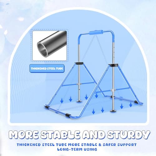 Safly Fun Foldable Gymnastics Bar for Kids, Adjustable 35"-51", Sturdy 148 lbs Capacity, Easy-to-Assemble, Gymnastics Equipment for Kids for Indoor/Outdoor Training - Thumbnail 3
