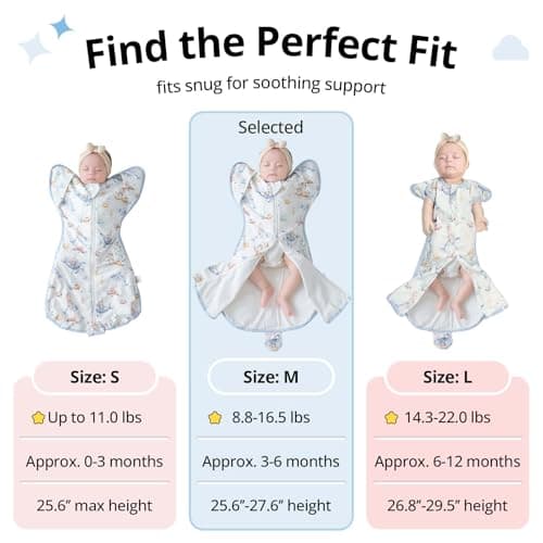 JOYNCLEON Baby Sleep Sack Swaddle for Newborns,0.5 TOG Self-Soothing Wearable Blanket to Improve Sleeping & Ease Startle Reflex,100% Cotton, Lightweight & Breathable,Baby Registry Essential - Thumbnail 2
