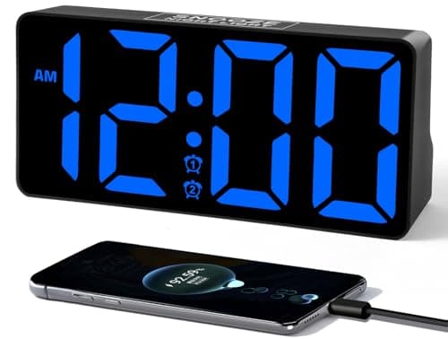 PPLEE Alarm Clock for Bedroom with Night Light & Bold Digits-7 in Digital Clock with Dual Alarms & USB Charger Ports,Battery Backup,Adjustable Brightness&Volume,DST, Loud Desk Clock for Heavy Sleeper - Image 1
