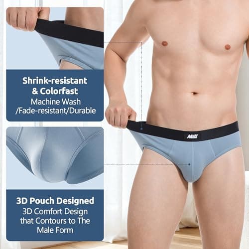 Nullktie Men's Cotton Briefs, Soft Breathable Mens Underwear, Comfort Waistband, Low Rise, 4-Pack - Thumbnail 3