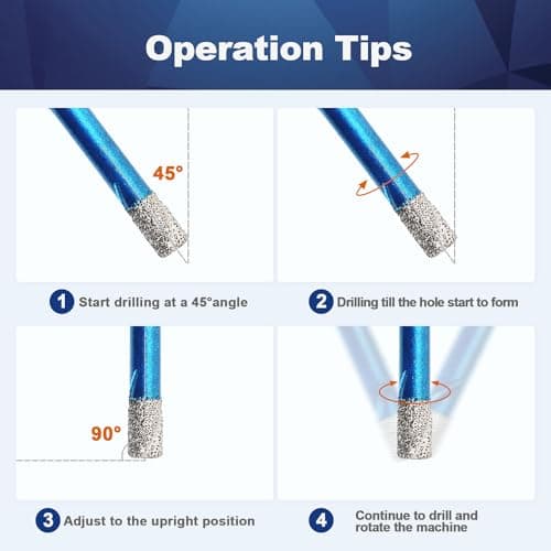 Diamond Core Drill Bit Set - BRSCHNITT Diamond Hole Saw Kit for Porcelain Tile Ceramic Marble Granite Drilling Triangle Shank（6/8/10/25/32/35/50mm&20 Finger bit&35 Chamfer bit）. - Thumbnail 6