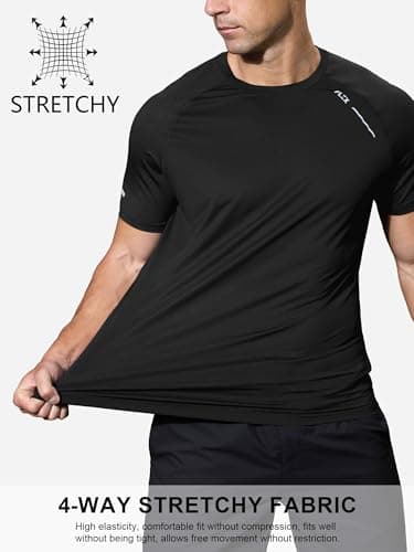 Comdecevis Men's Clothing Workout Tops Dry Fit Moisture Wicking Running Black Shirt Short Sleeve Gym Shirts Men XL(38) Black - Thumbnail 4