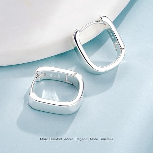 IEFWELL Silver Earrings for Women - Small Chunky Silver Earring for Women Hypoallergenic, Dainty Thick Huggie Hoop Earrings Trendy, Jewelry Gifts for Wife Girlfriend Mom - Thumbnail 6