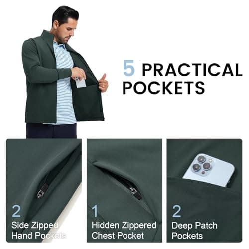 MAELREG Men's Lightweight Softshell Jackets Stand Collar Windbreaker Full Zip Up Coat with Pockets Outdoor Casual - Thumbnail 4