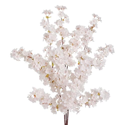 Apeair Artificial Cherry Blossom Branches 3Pcs 40" Faux Silk Cherry Blossom, Fake Flowers with Leaves Bouquet Decorations for Home Living Room Bedroom Table Centerpiece Vase Wedding Decor