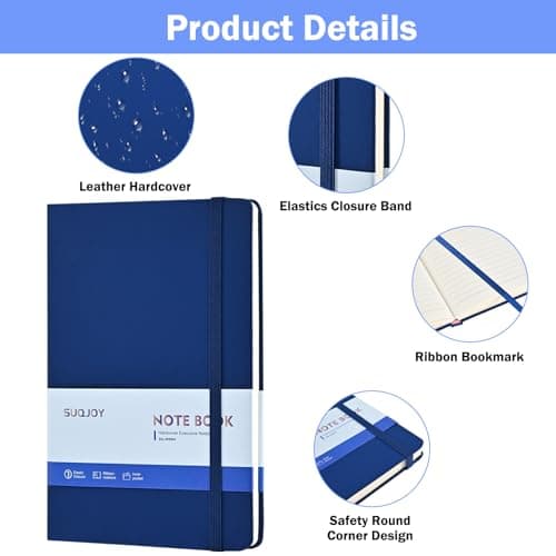 SUQJOY Lined Journal Notebooks, 4 Pack 160 Pages, 5.5x 8.2-Inch Journals for Women Men, Hardcover Notebook with 100 gsm Thick Paper, A5 Size College Ruled Notebook for Writing/Travel/Work (Assorted Color-4 Pack) - Thumbnail 3