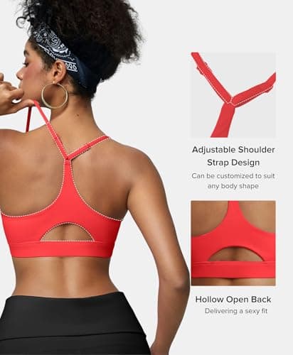 BRXL Sports Bras for Women Low Impact Y Back Sports Bras Sewn in Pads Sport Bras Adjustable Straps Sport Bras Red XXL - Thumbnail 2